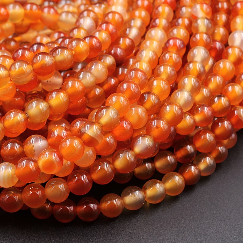 AAA Natural Carnelian 4mm 6mm 8mm 10mm 12mm Round Beads Highly Polished Finish Natural Red Orange Gemstone 15.5 Strand image 2