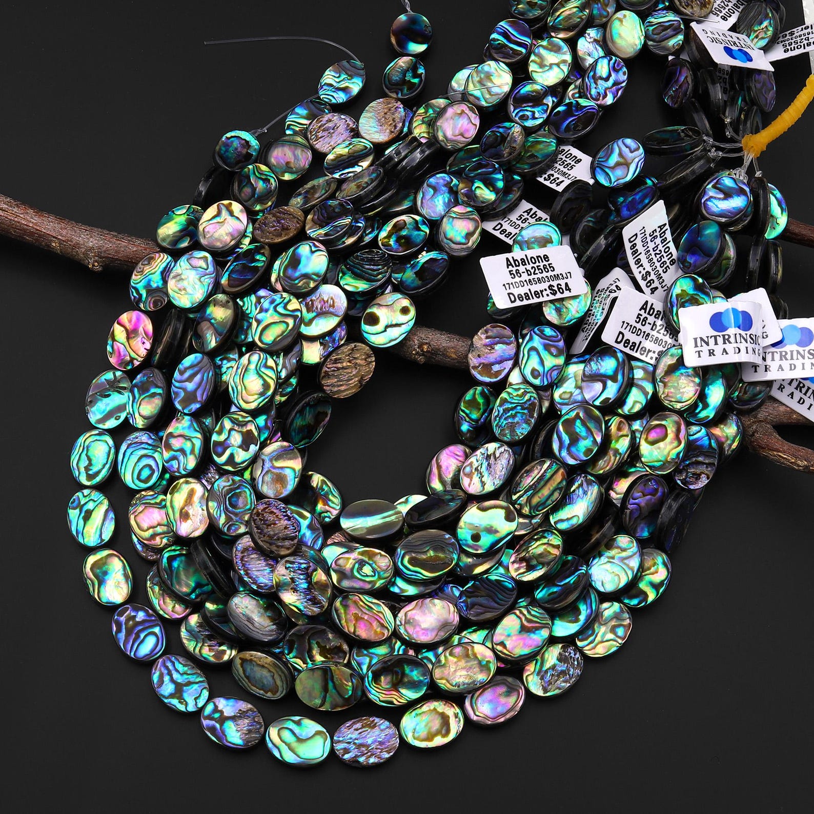 AAA Natural Abalone Shell 8mm 10mm 14mm 18mm Oval Beads Iridescent ...