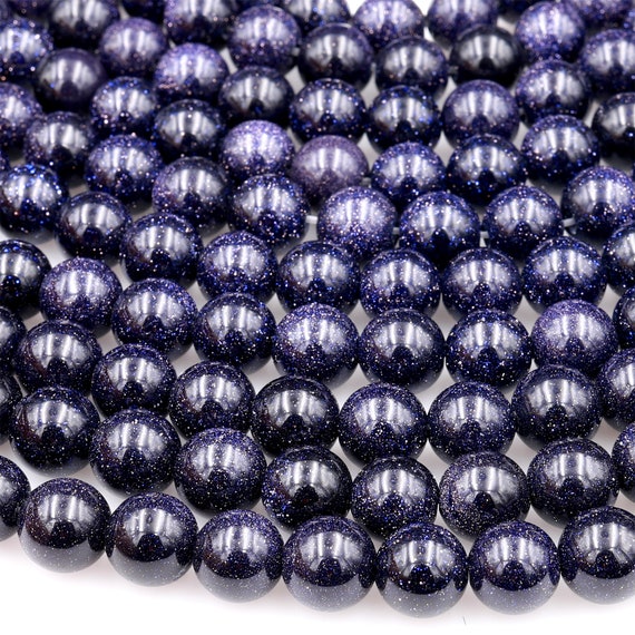 AAA Sparkling Blue Goldstone 4mm 6mm 8mm 10mm 12mm Smooth Round Beads 15" Strand