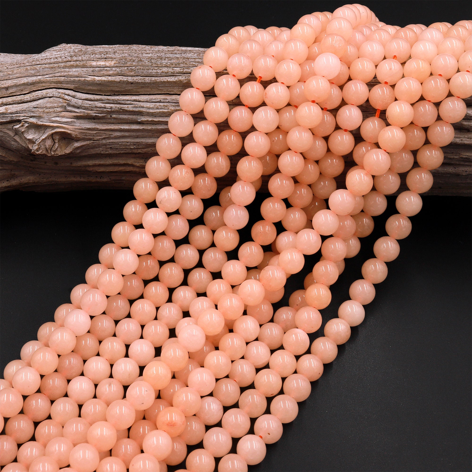 Natural Peach Chalcedony Smooth Round Beads 6mm 8mm 10mm Etsy