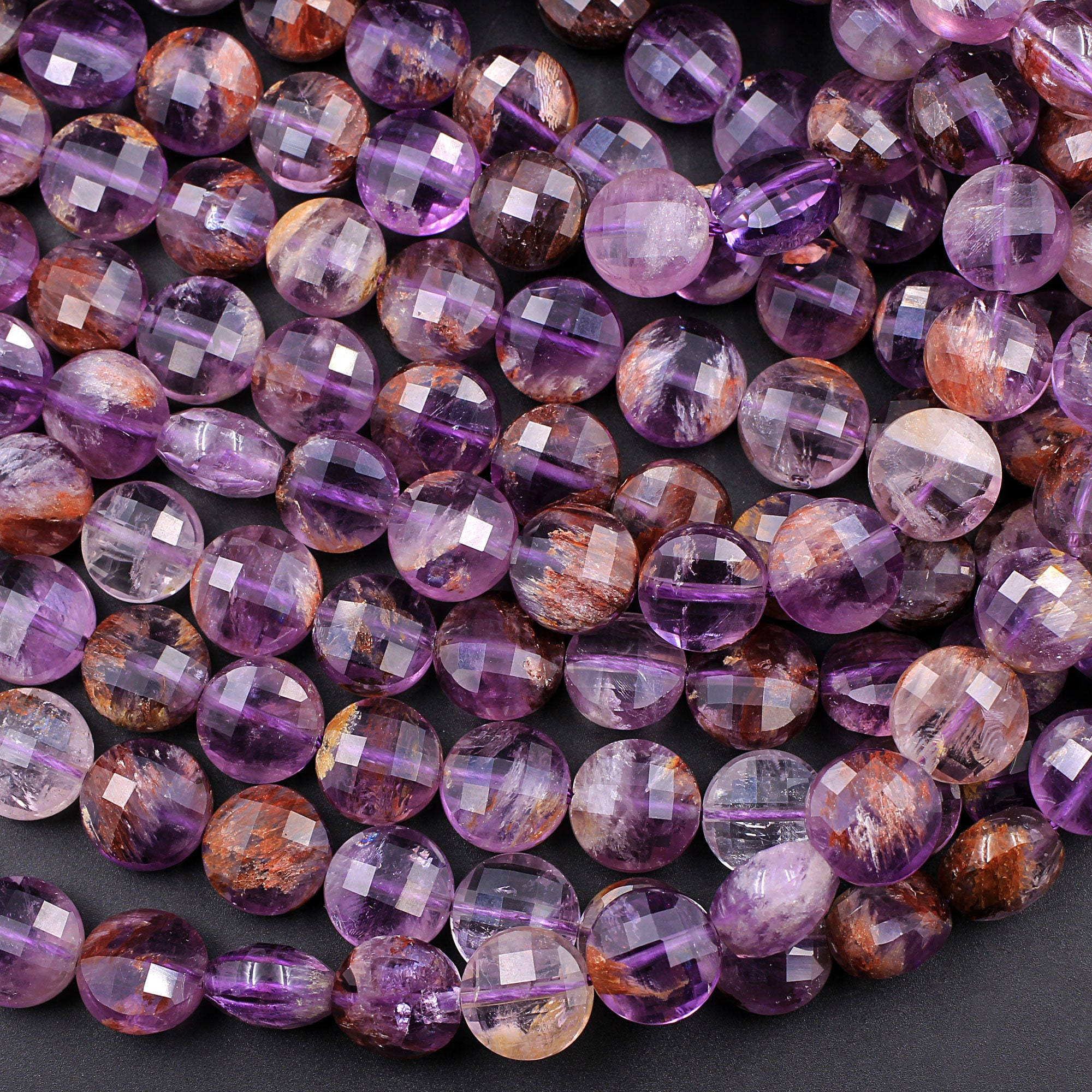 Super 7 Crystal Natural Phantom Amethyst Cacoxenite Faceted