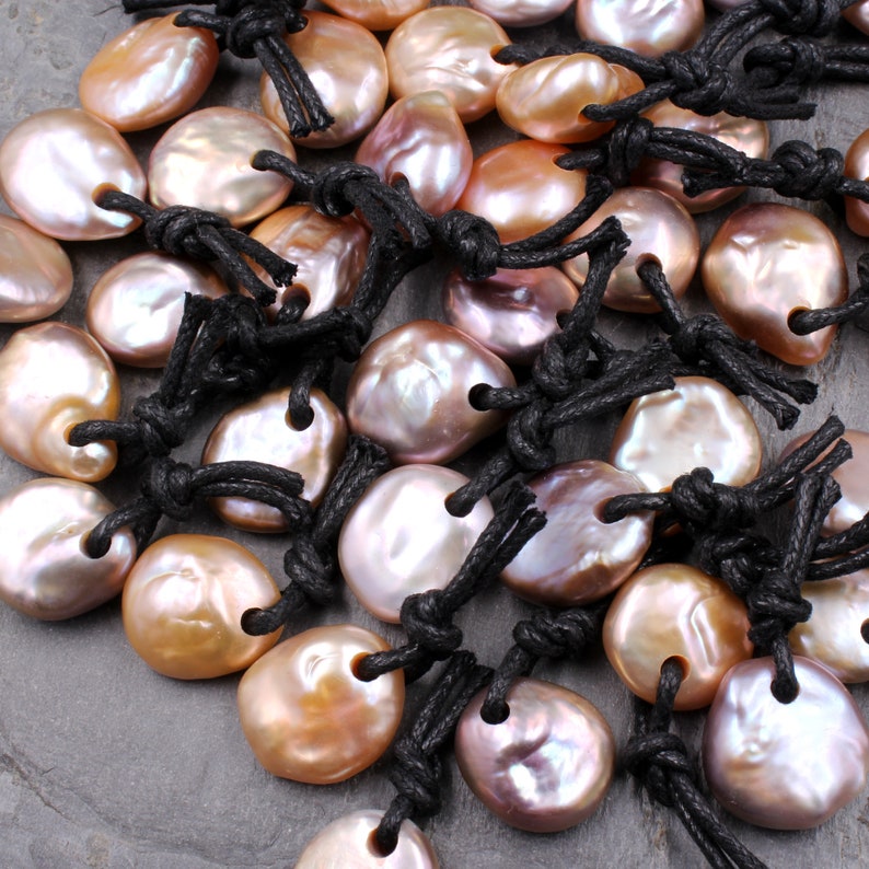 Large 4mm Drill Hole Coin Pearl Pendant Genuine Natural Etsy UK