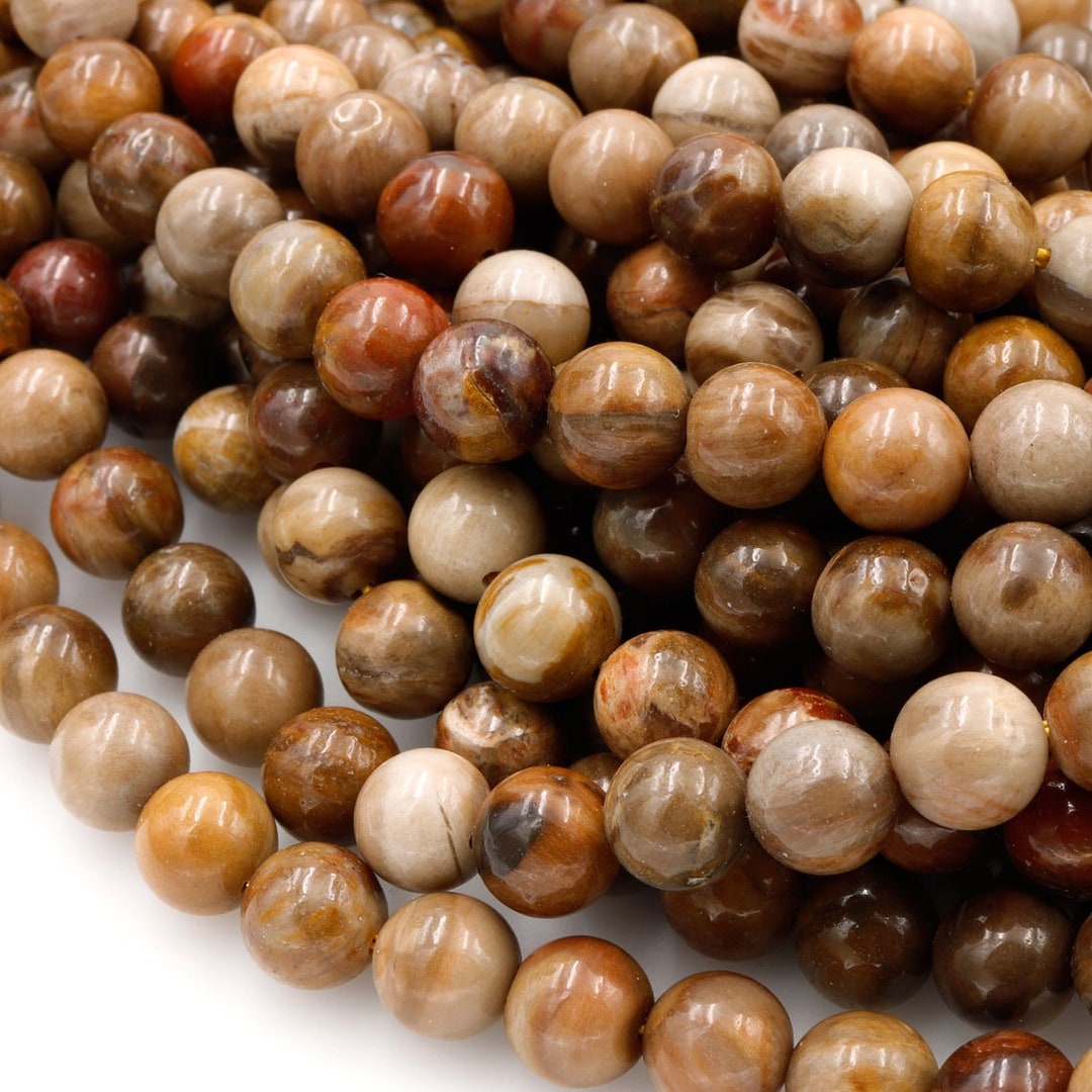 Natural Petrified Wood Beads 4mm 6mm 8mm 10mm Round Beads Etsy