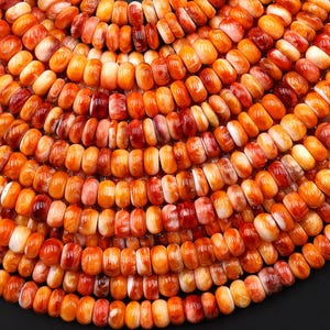 Rondelle d'huîtres épineuses naturelles orange rouge AAA 6 mm 8 mm 10 mm Pierres précieuses 15,5 po.