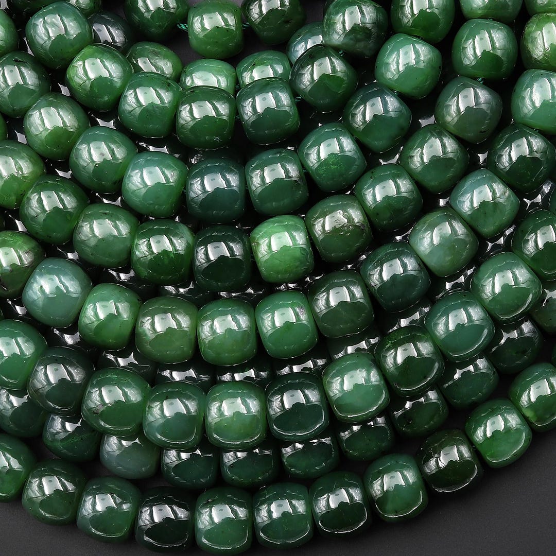 Short Aaa AAA Real Genuine Natural Green Russian Siberian Jade Smooth 8mm 10mm ...