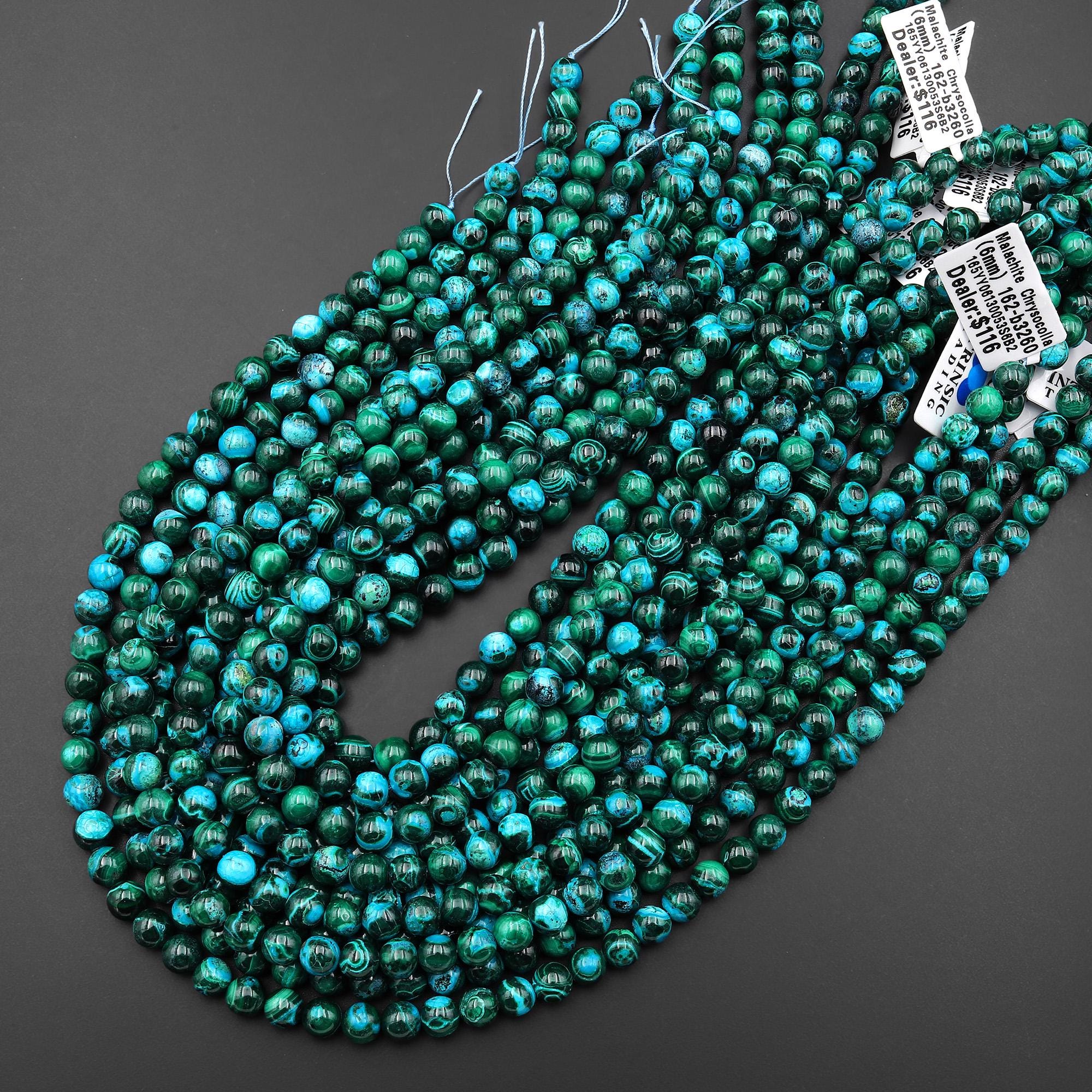 Extremely Rare Natural Blue Chrysocolla Green Malachite 6mm 8mm