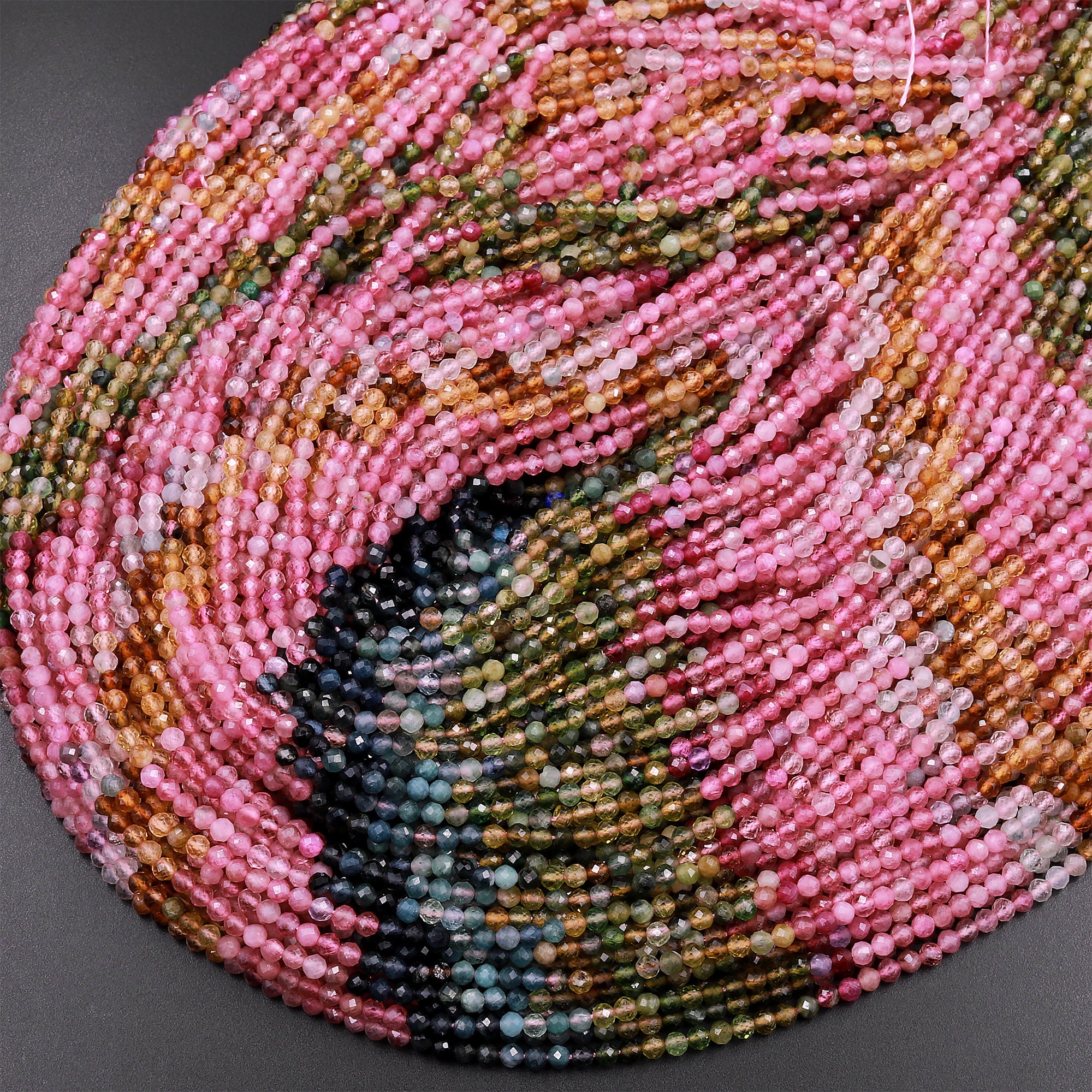 100% Naturale Anguria Ombreggiata Multi Tormalina Rondelle Pietre