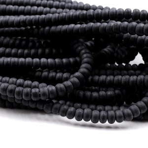 Matte Natural Onyx Rondelle 4mm 6mm 8mm Beads Quality Natural Black Gemstones 15.5" Strand image 4
