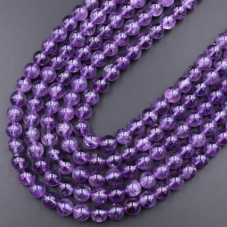 Natural Amethyst 4mm 5mm 6mm 8mm 10mm Round Beads Superior AA Grade High Quality Polished Rich Purple Spheres Gemstone Beads 15.5 Strand image 6