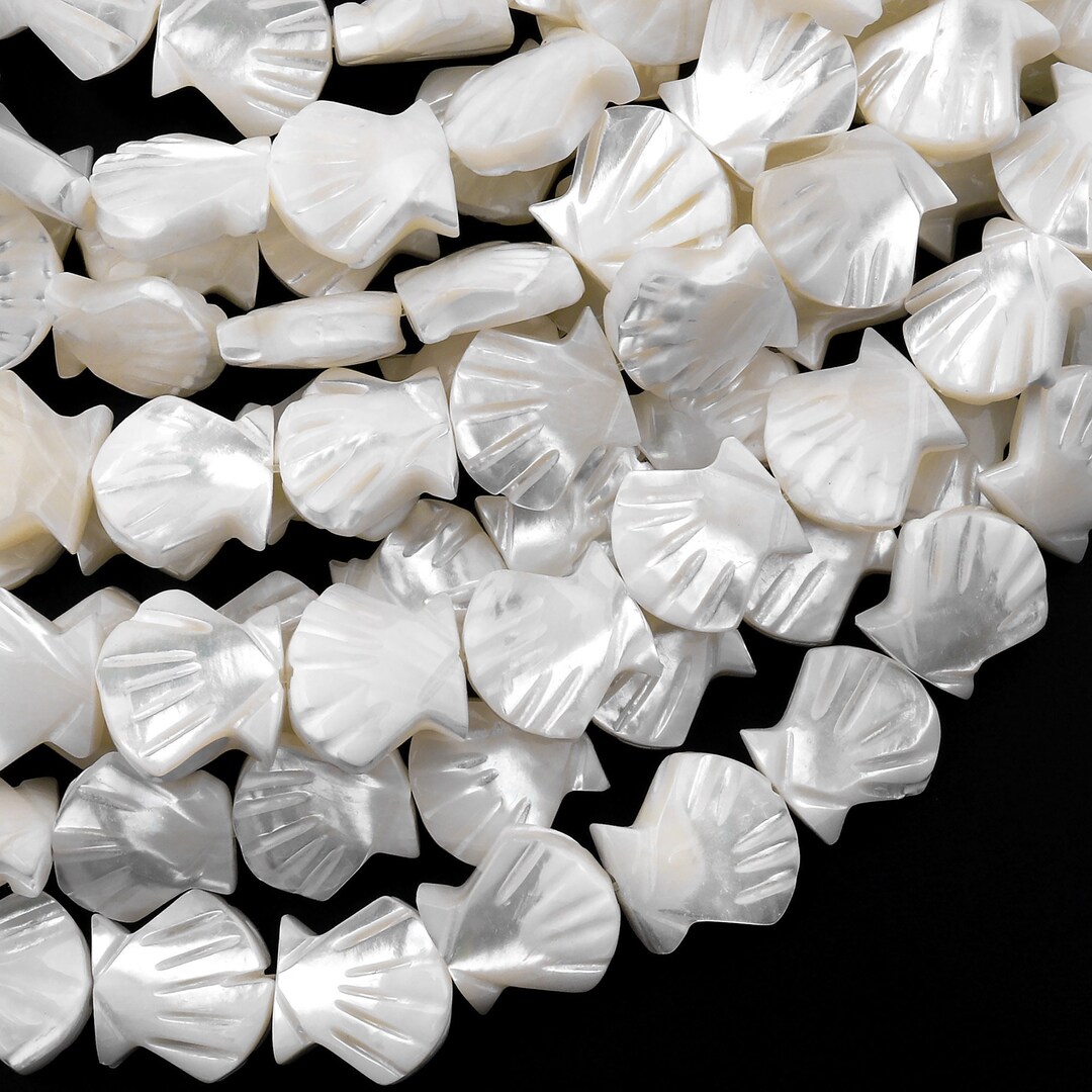 AAA Iridescent Hand Carved Natural White Mother of Pearl Sea Shell ...