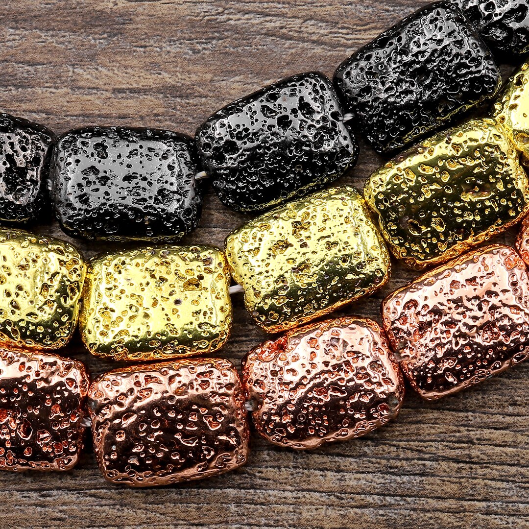 Titanium Lava Rectangle Bead 16x20mm Natural Volcanic Rock Stone ...