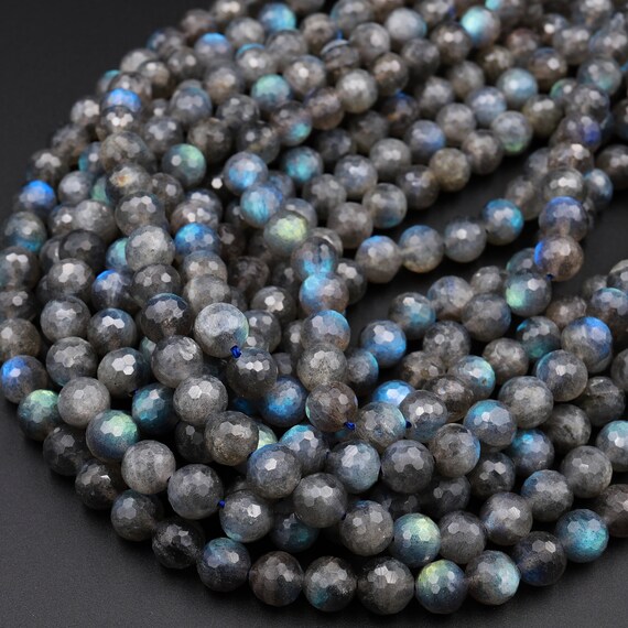Labradorite Faceted Rondelle Large Hole Size Beads 9mm - 2 mm Drill Hole