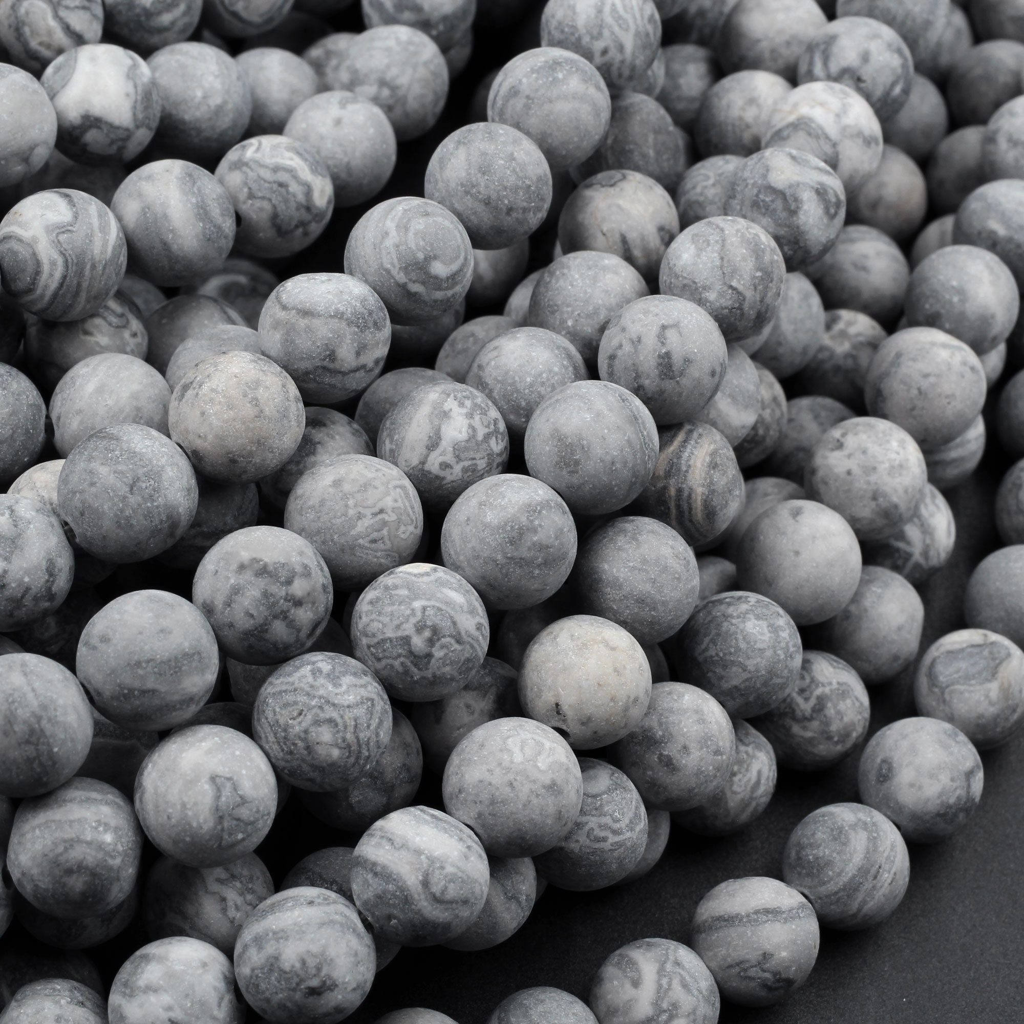 Matte Gray Map Stone Jasper Aka Gray Crazy Lace Jasper 4mm 6mm Etsy