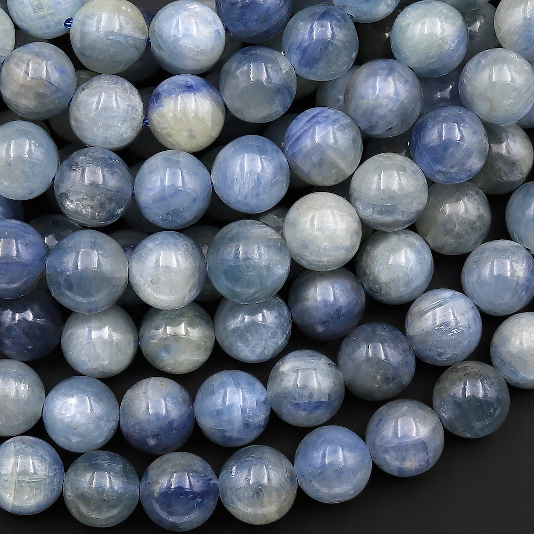 本物の天然ライトシルバーブルーカイヤナイト 5 mm 6 mm 8 mm 10 mm 12