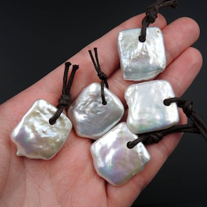 Drilled Square Rectangle Keishi Coin Pearl Pendant Genuine Natural Freshwater Pearl Drilled Focal Bead Super Iridescent