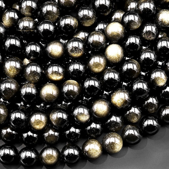 AAA Natural Golden Obsidian Beads 8mm 15.5" Strand