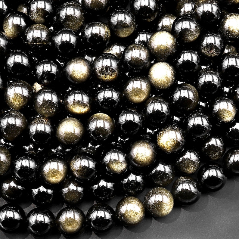 AAA Natural Golden Obsidian Beads 8mm 15.5" Strand image 1