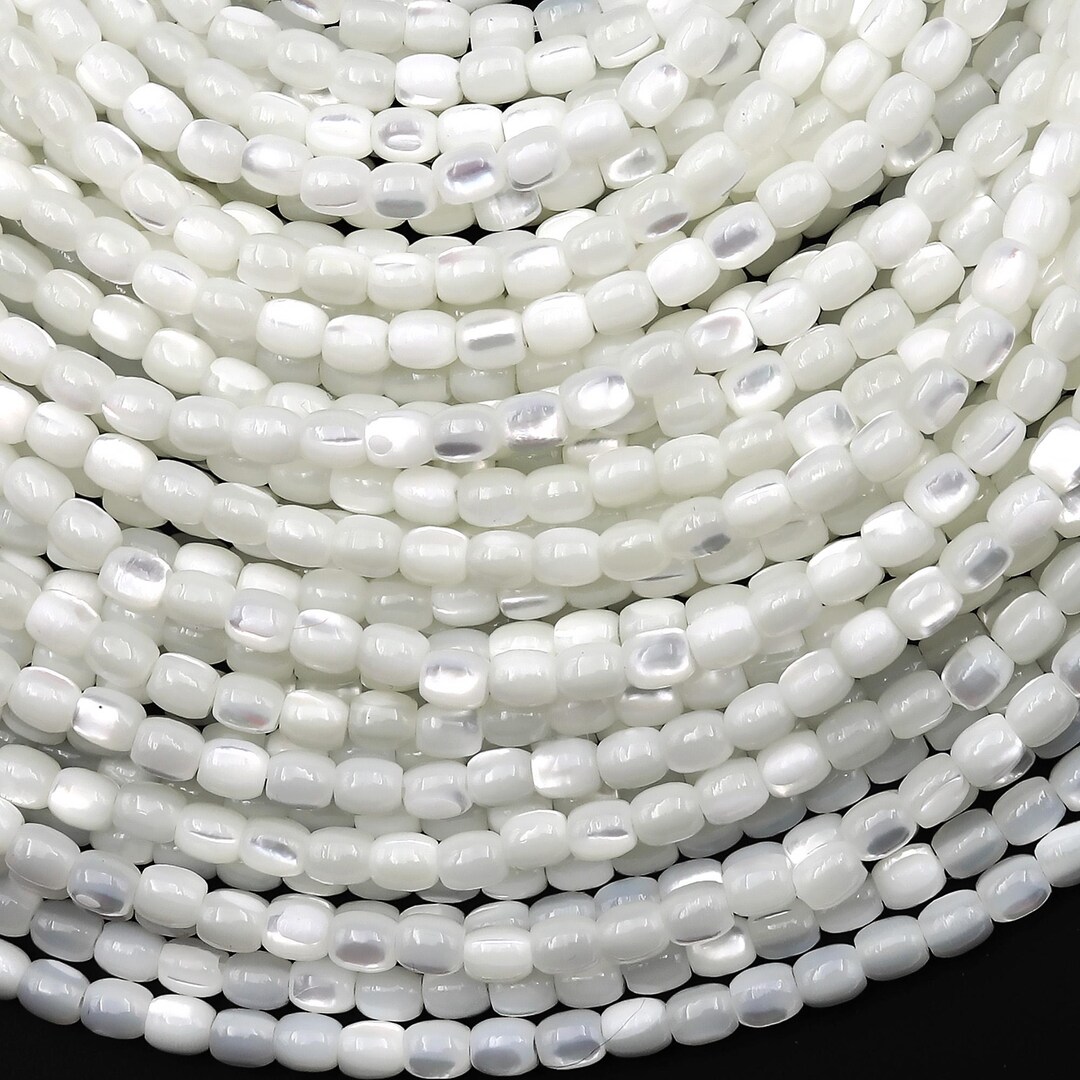 Natural White Mother of Pearl Shell Small Tube Spacer Beads 3mm 15.5 ...