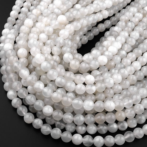 Natural White Moonstone Gemstone Round Loose Beads 3mm 4mm 5mm 6mm 7mm 8mm 10mm 12mm (4mm)