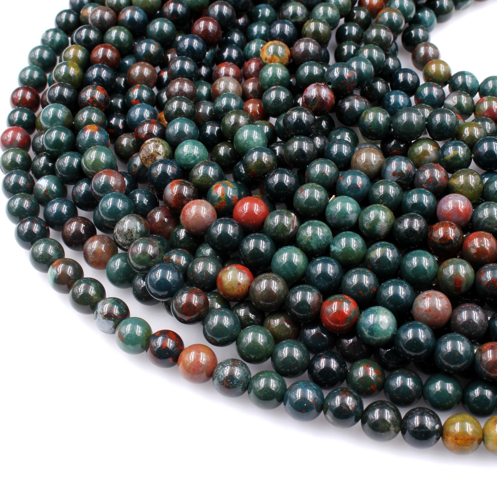 Natural African Blood Stone Gemstone Faceted Round Beads 15'' 4mm 6mm 8mm 10mm E