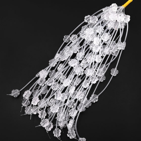 天然クリアロッククォーツクリスタル手彫りチェリーフラワー