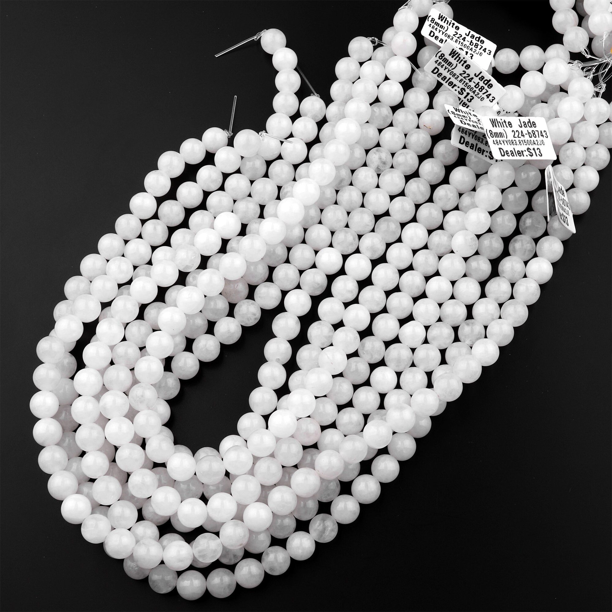 4 Mm Weiße Jade-Perlen, Rund, Naturstein, Zur Schmuckherstellung