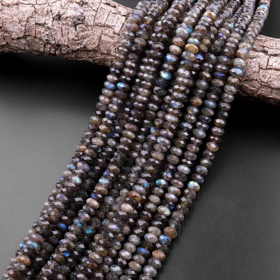 Labradorite Faceted Rondelle Large Hole Size Beads 9mm - 2 mm Drill Hole