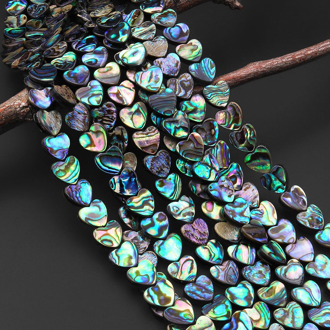 AAA Genuine Abalone Shell 8mm 10mm 12mm 14mm Heart Beads Iridescent ...