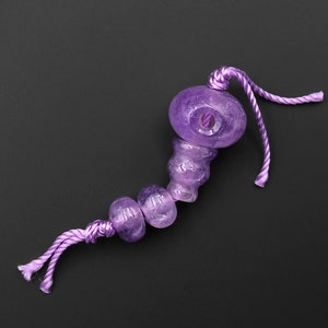 Natural Lilac Amethyst Guru Beads 3 Holes T-Beads Set For Mala Making 12mm Rondelle