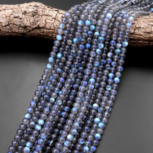 Bleu clignote AAA naturel bleu Labradorite 2mm 4mm 6mm 7mm 8mm 10mm perles rondes 15.5 brin image 2