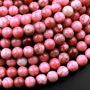 Natural Pink Red Thulite 6mm 8mm 10mm Round Beads Gemstone From Norway 15.5&quot; Strand