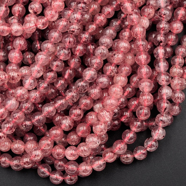 AAA Natural Strawberry Quartz 6mm 8mm 10mm Round Beads Real Genuine Natural Pink Red Quartz Extremely Translucent Gemstone Beads 16 Strand