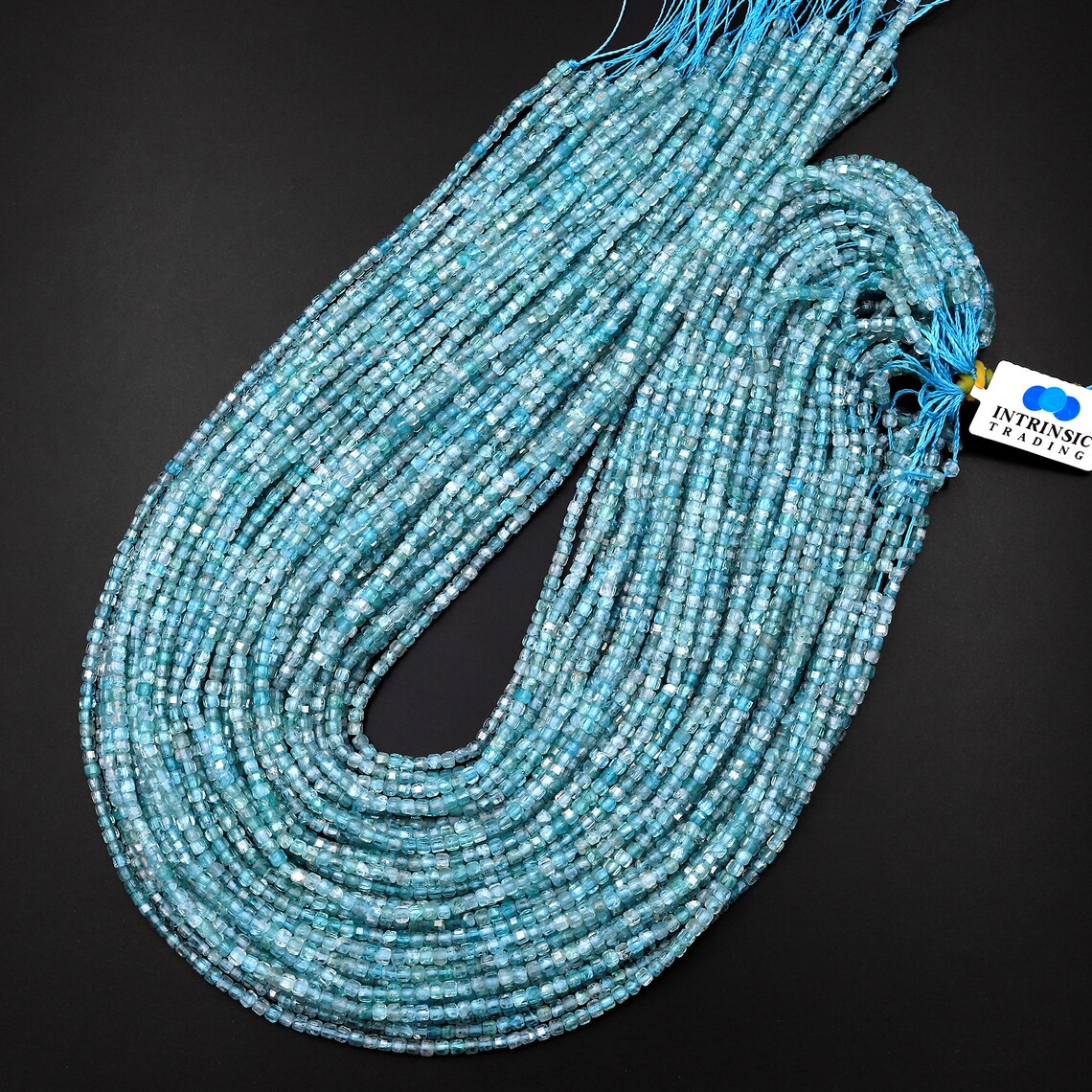 2 Deep Blue Apatite Square Focal Beads 8685
