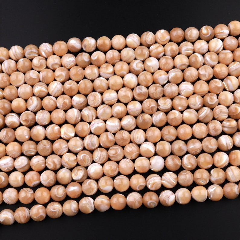 Noix de perle brun doré naturel Perles rondes 3mm 4mm 6mm 8mm 10mm 12mm Perle irisée de haute qualité Gemstone 15.5 Strand image 5