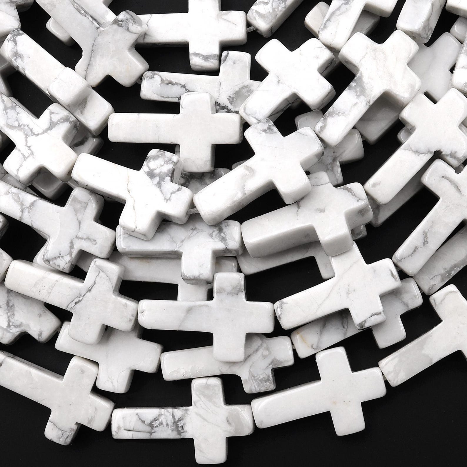 Natural White Howlite Cross Beads 10x14mm 12x20mm Vertically Drilled ...