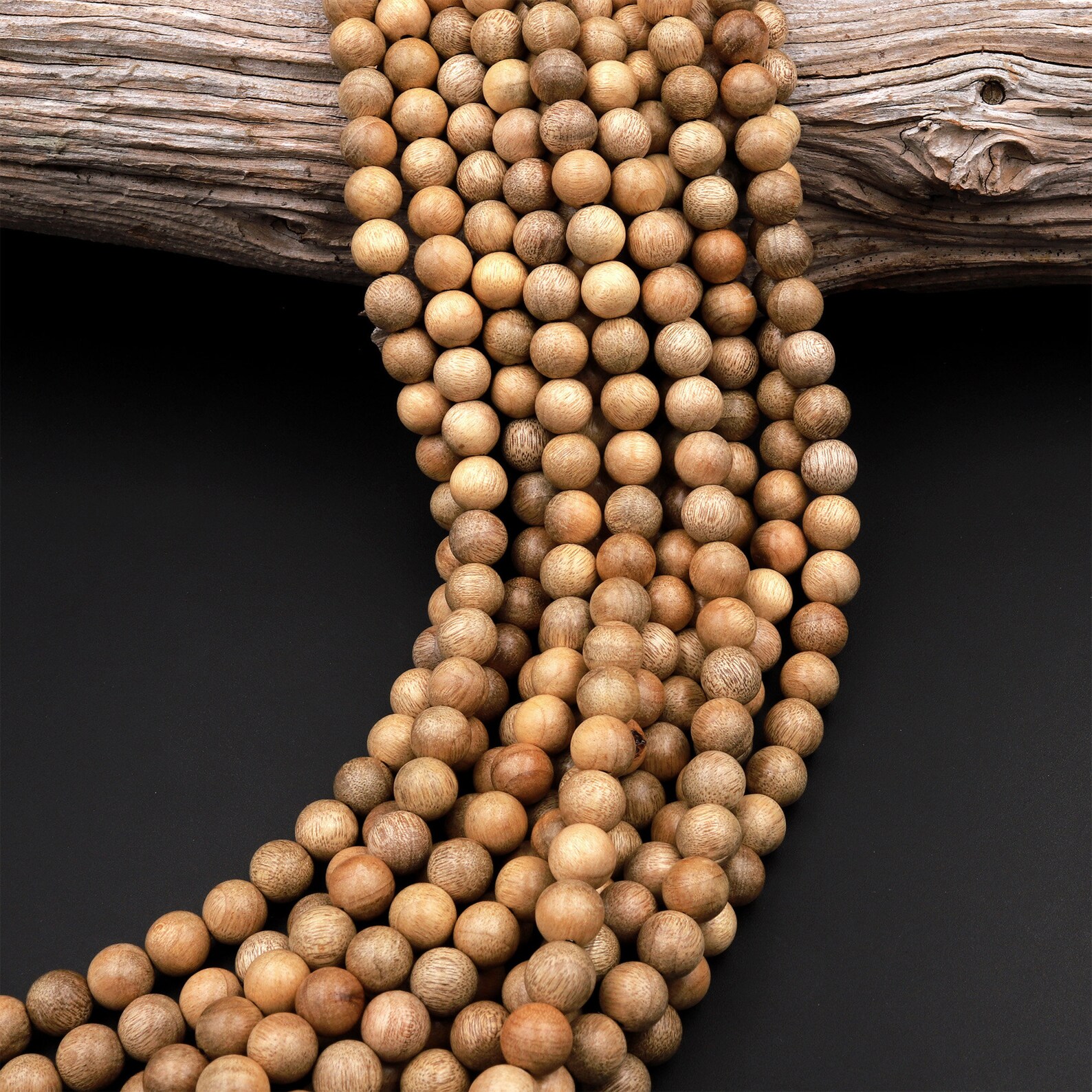 Natural sandalwood beads for a cowgirl coastal living room
