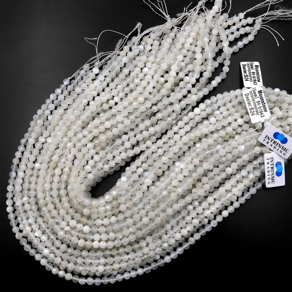 Perline Sfuse Rotonde In Pietra Di Luna Bianca Naturale AAA + Per La - Foto 9