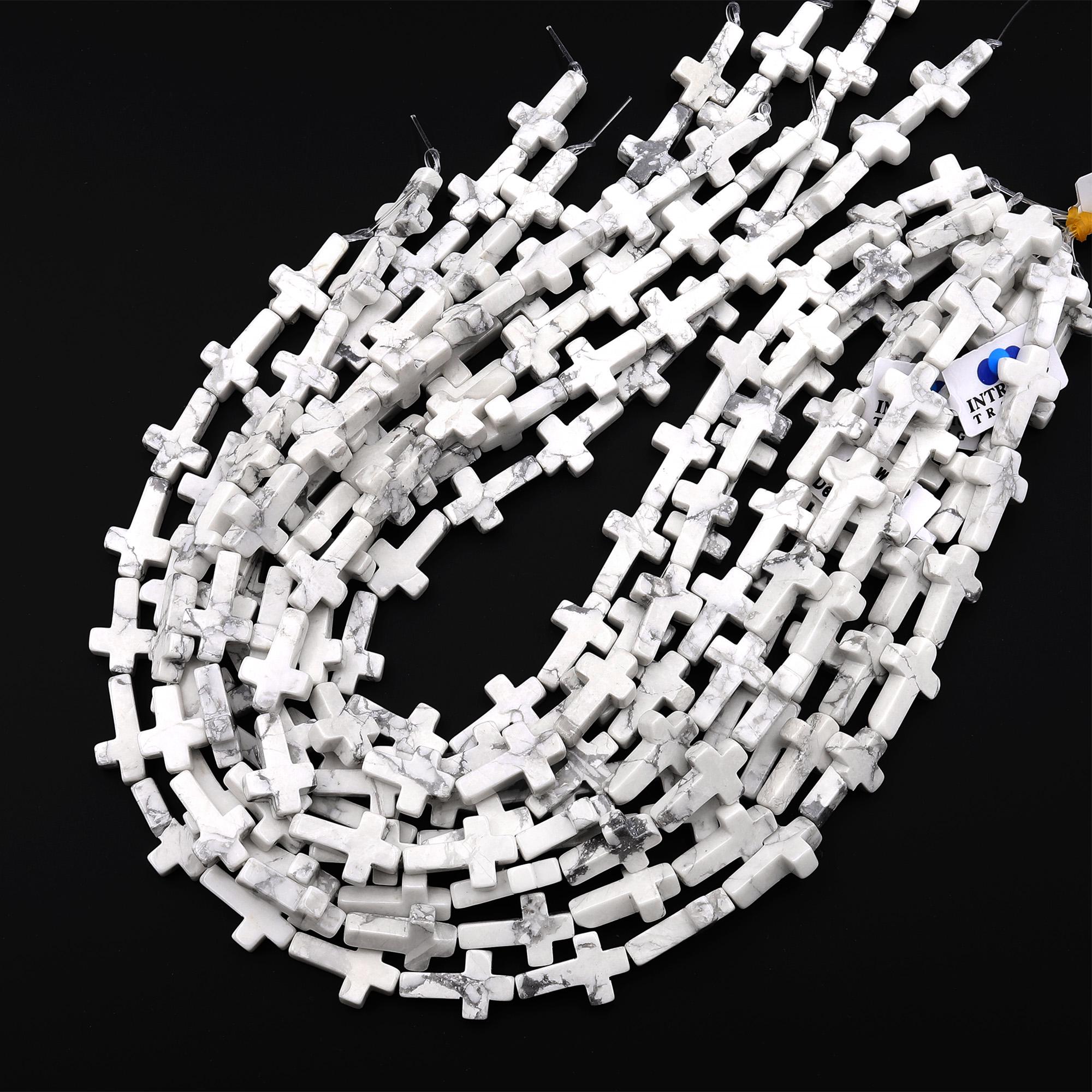 Natural White Howlite Cross Beads 10x14mm 12x20mm Vertically Drilled ...