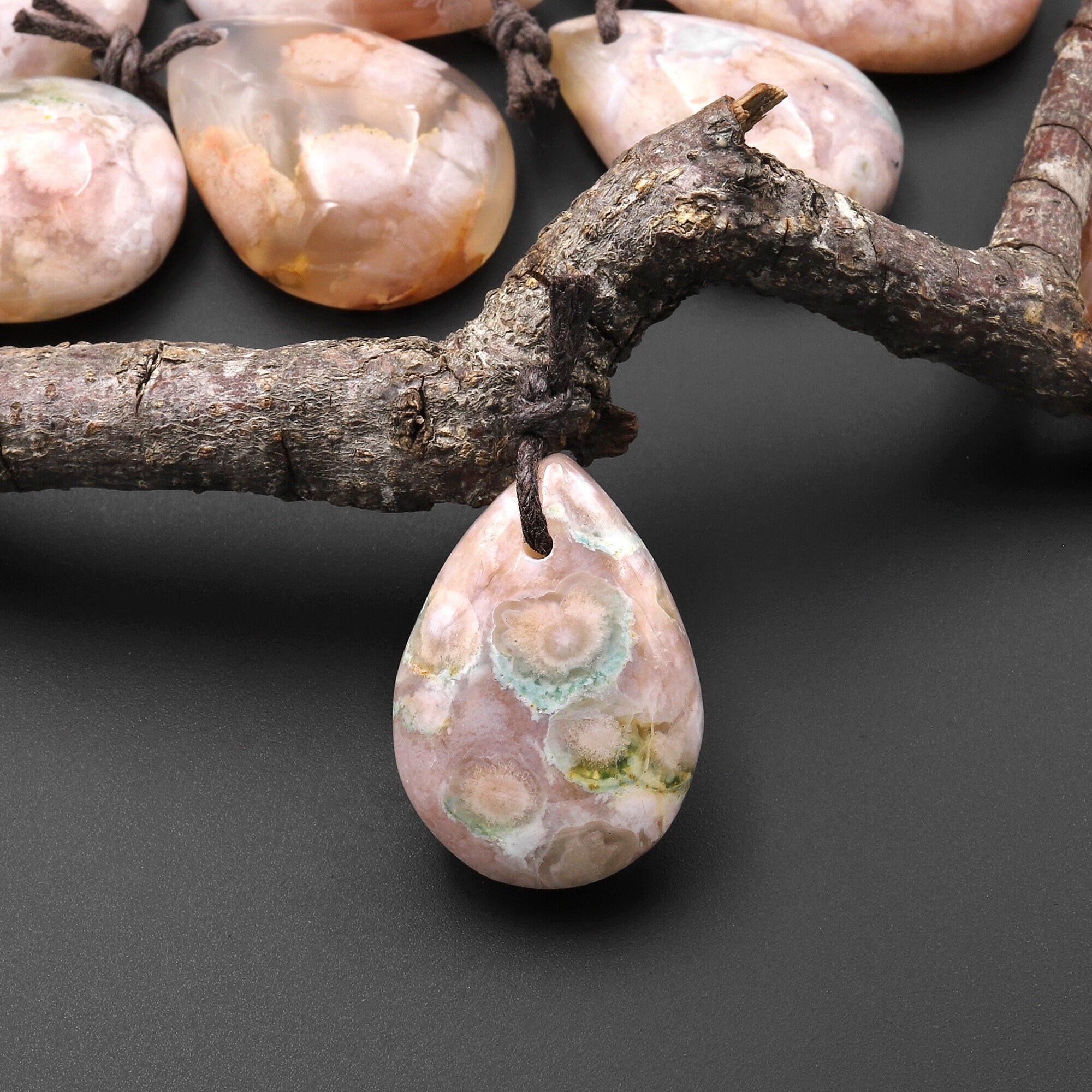 Skysk Pink Striped Agate 10mm Beaded Necklace – 18" Silver Plated, Handmade