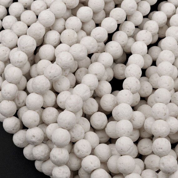 Lava Rock Beads, White, 6mm Round - Golden Age Beads