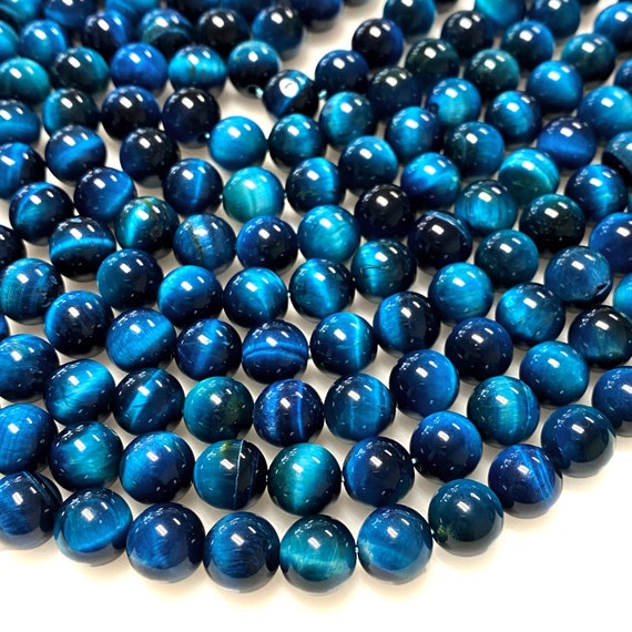 AAA Mystic Blue Tiger's Eye 4mm 6mm 8mm 10mm Smooth Round Beads 15.5 Strand  