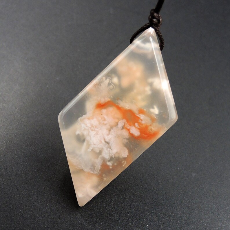 Cherry Blossom Agate Pendant Side Drilled Irregular Freeform Natural Stone Pendant P1570