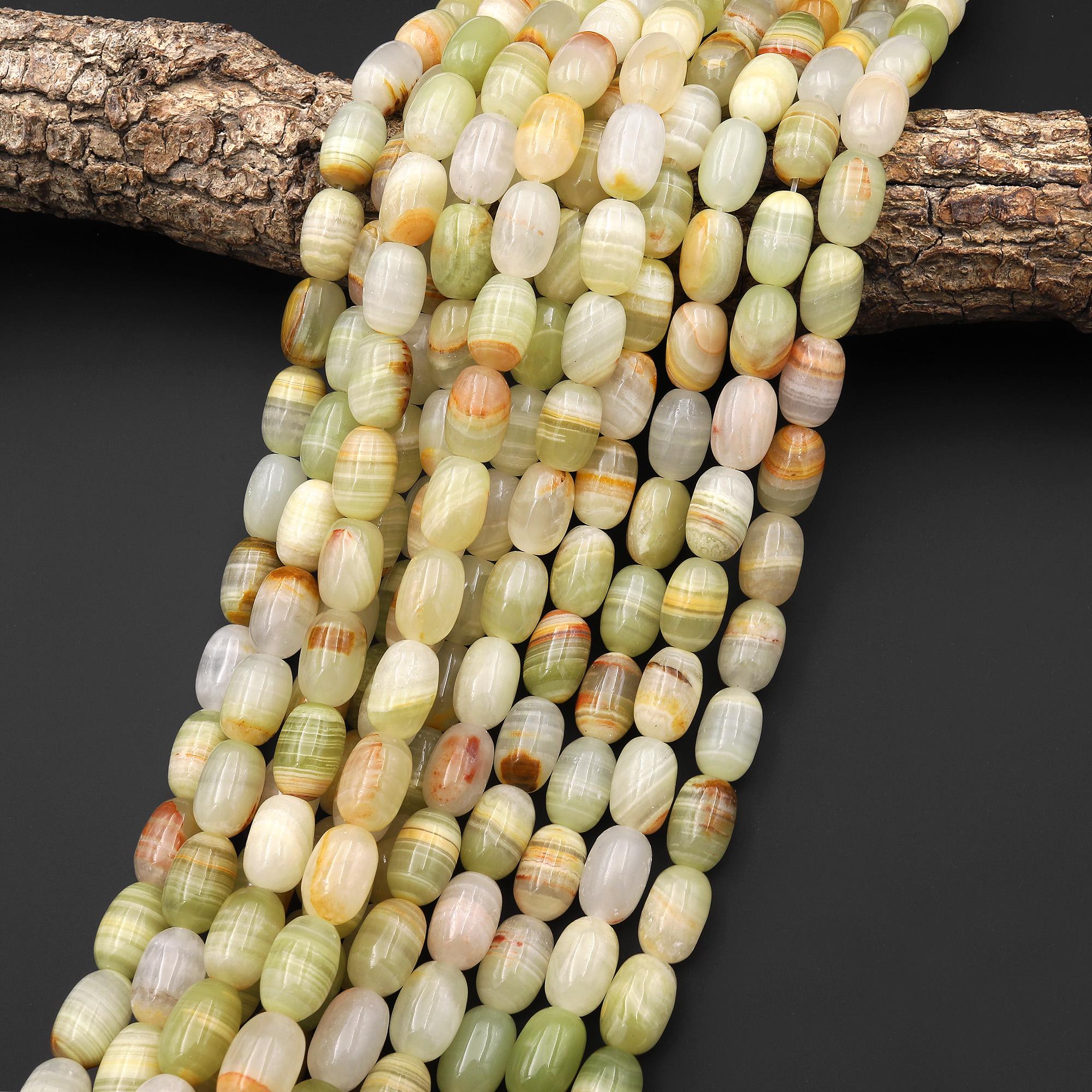 AAA Natural Green Calcite Barrel Beads Aka Afghanistan Jade 15.5 ...