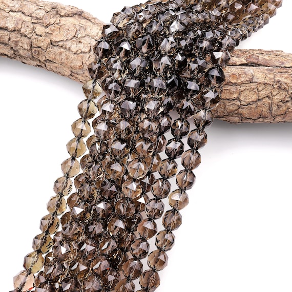 Perles Heishi rondelles facettées QUARTZ fumé dégradé 3.5x2mm, 39cm (1