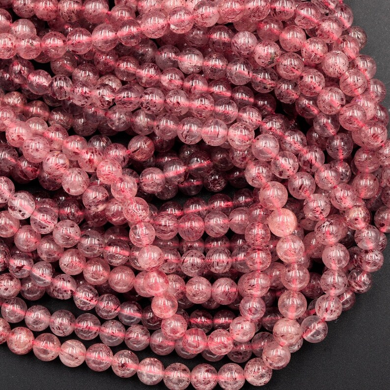AAA Natural Strawberry Quartz 6mm 8mm 10mm Round Beads Real Genuine Natural Pink Red Quartz Extremely Translucent Gemstone Beads 16 Strand