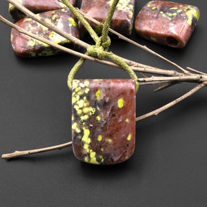 Large Hole 4mm Drill Pendant Natural Autumn Jasper Side Drilled Thick Saddle Tongue Locket Pendant