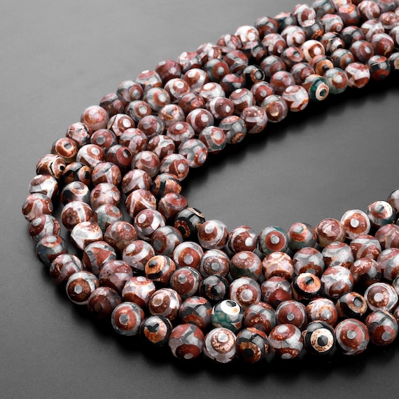 Tibetan Agate Beads Natural Brown Dzi Agate Round Beads,6mm 8mm 10mm 12mm,Mala Antique Boho Eye Beads supply,15 strand