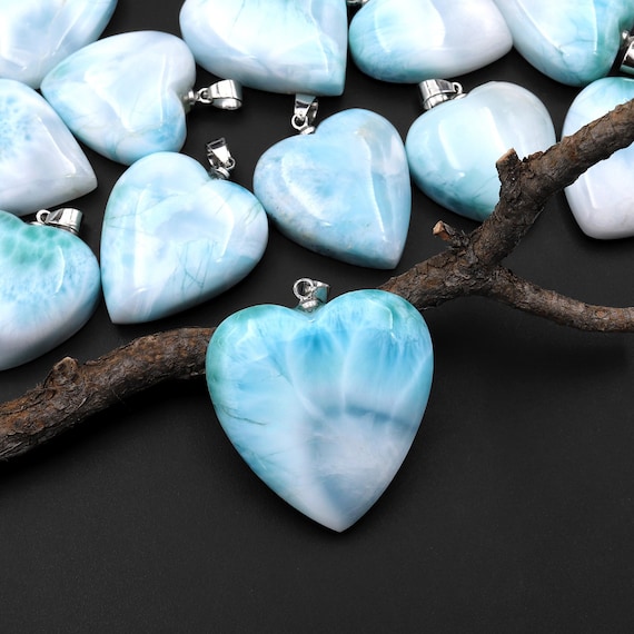Larimar Striped Heart Pendant Larimar Striped Heart Pendant