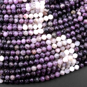Natural Purple Opal Faceted 4mm Round Beads Micro Diamond Cut Gemstone 15.5&quot; Strand