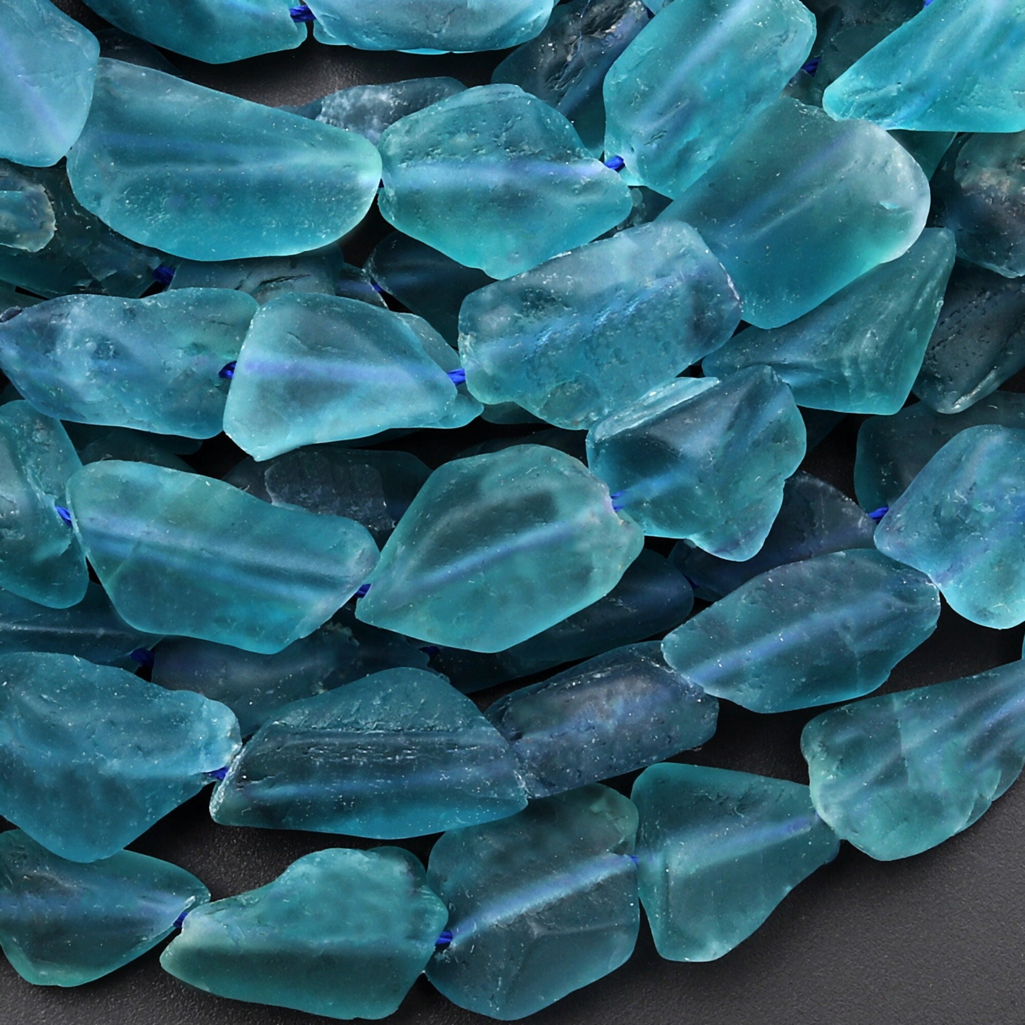 Rare Natural Blue Fluorite Fluorite Matte Freeform Nugget Beads 